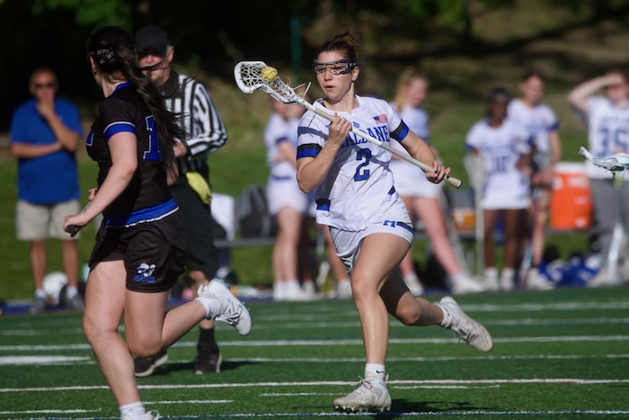 Samantha Thomas sprints toward the goal against Port Chester.