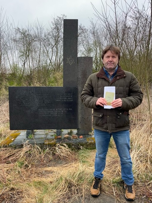 Reisman said Kaddish at a mass grave in Lyubomi, Ukraine.Photo provided