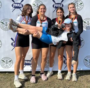 Mercurio, second from left, was part of a team that won bronze at the Head of the Passaic competition in 2024.