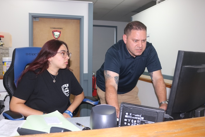 Crystal Timmons worked with Matt Jackson, the officer-in-charge of the Cold Spring Police Department, during her Haldane internship. Photo by M. Turton