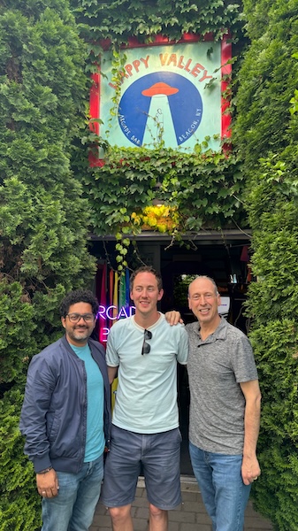 Chaturvedi, Coughlin and Werner outside the Happy Valley Arcade Bar Photo by M. Ferris